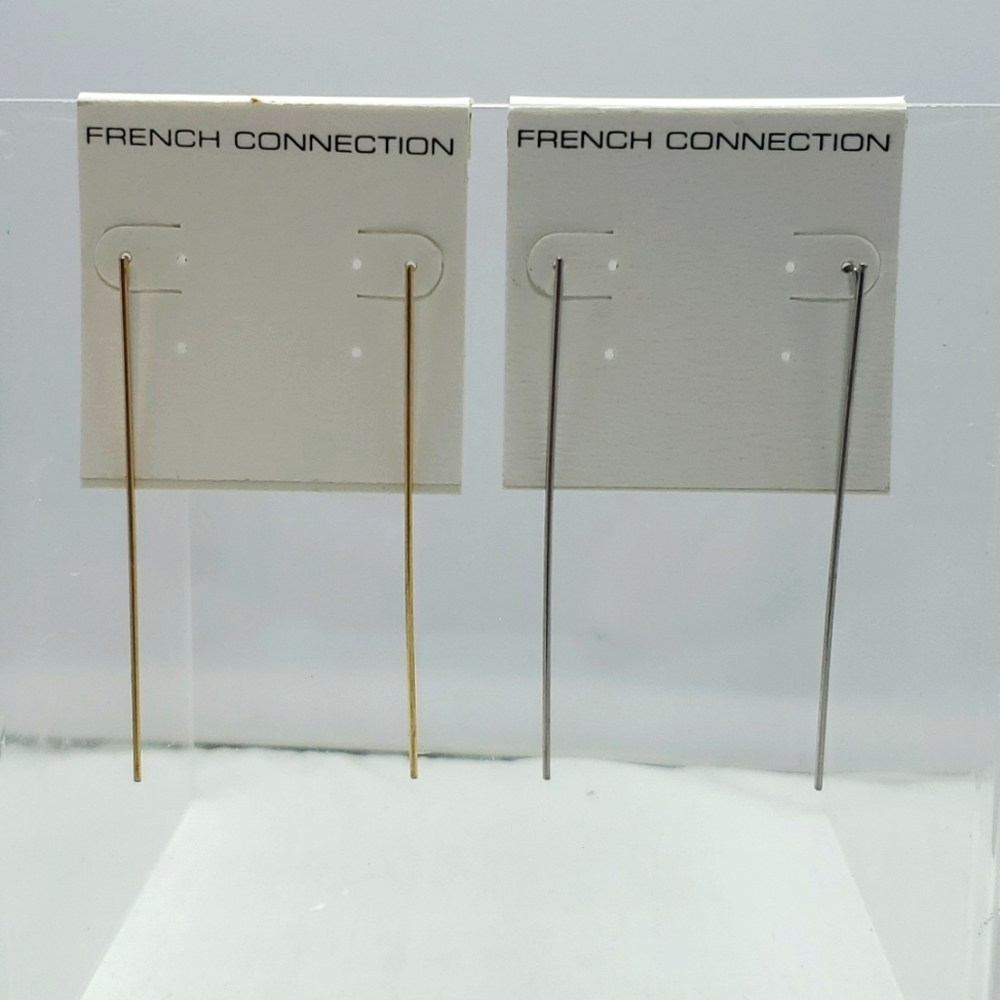 2 pairs French connection stick earrings gold and silver